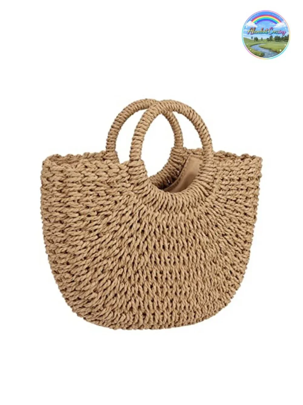 Handwoven Straw Tote Bag Summer Beach Purse